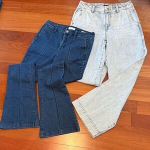 Women's Flare & Wide Leg Jeans - Blue and Light Blue